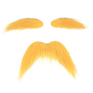 DAMAI Moustache jaune, sourcils, fausse barbe pour enfant et adulte, accessoires de déguisement d'Halloween, accessoires de fête amusants pour hommes et femmes en polyester - Product Image 1