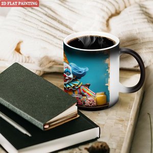 Matte Surface Heat Sensitive Mug Frosted Black 11oz <b>Ceramic</b> Magic Coffee Tea <b>Cup</b> - Product Image 3