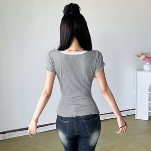 Camiseta de Punto con Cordones Delanteros, Transpirable y Ecológica para Mujer, Ajustada, Elástica y Casual - Product Image 6