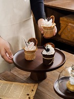 Plateau de serveur d'affichage de gâteau pour la cuisine plateau de service multifonctionnel support à gâteau en bois avec dôme en acrylique pour l'affichage de desserts de gâteau