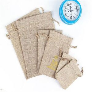 Bolsa de Yute Natural Reciclable Personalizada con Cordón, Envoltorio Ecológico para Regalos, Dulces, Café, Relojes - Bolsas de Algodón - Product Image 5
