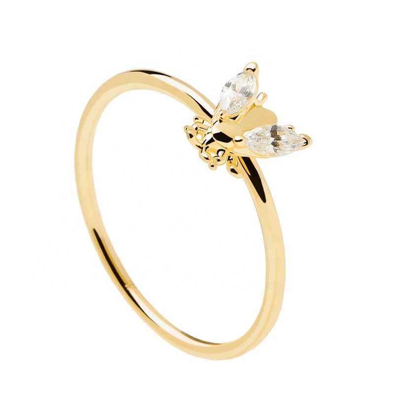 Trang Sức Gemnel Thời Trang Tối Giản Tinh Tế Bạc Sterling 925 Hàng Mới 14K Vàng Zircon Dễ Thương Động Vật Côn Trùng Nhẫn Ong