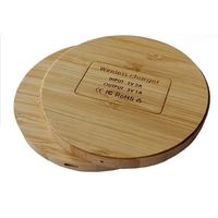 Support de chargeur sans fil en bambou écologique 10W/15W avec plaque en bois, chargeur recyclable avec entrée 5V/2A