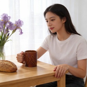 Mug en céramique stoneware marron zèbre de 11 oz, marque Harvit, design sud-ouest, pour le marché africain, usage café, modèle HS-025 - Product Image 4
