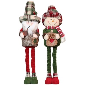 Ornamenti Natalizi Retrattili in Peluche Imbottiti in Cotone PP, Stile Vintage Cinese a Quadri, Babbo Natale, Pupazzo di Neve, <span class=keywords><strong>Alce</strong></span>, per Vetrine - Product Image 5
