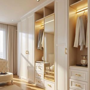 Armario de Estilo Rústico Francés al por Mayor con Incrustaciones de Ratán y Tiradores de Latón - Product Image 1