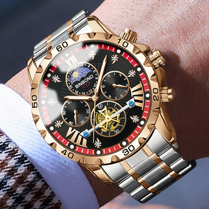 Montre-bracelet à quartz Binbond pour homme, haut de gamme, avec bracelet en silicone et acier, chronographe lumineux et étanche, idéale pour les affaires - Product Image 5