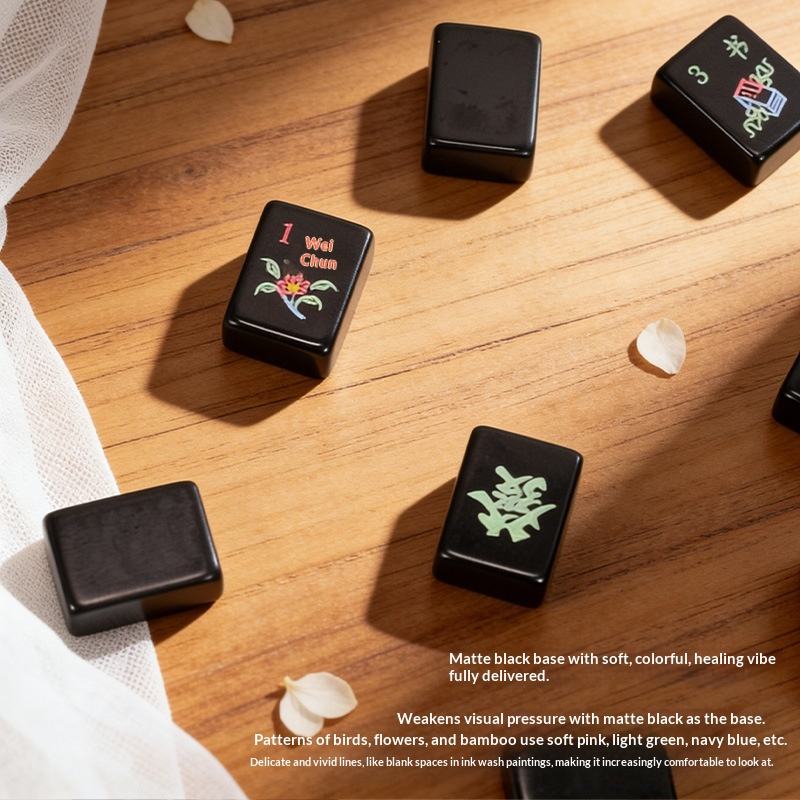 Luxury Black Acrylic American Mahjong Tiles Beautiful Hand Rubbing ...