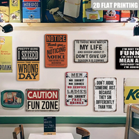 Letrero metálico rústico vintage de Caution Fun Zone, arte de pared humorístico para habitación