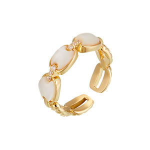 Minimalist Luxury Natural Seashell <b>Open</b> <b>Ring</b> For Women Adjustable Gold Plated Index Finger <b>Ring</b> Geometric Shape Everyday Wear - Product Image 5