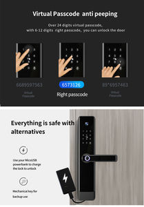 Serrure numérique résistante au feu Smartek E908F TUYA WIFI, sans clé, empreinte digitale, code, <span class=keywords><strong>carte</strong></span> RFID avec sonnette pour la maison, Airbnb 6068 7068 - Product Image 5