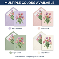 Tarjetas de Agradecimiento Florales con Diseño de Tulipanes, Impresas Personalizadas, Tarjetas de Felicitación Botánicas de Primavera, Paquete al por Mayor para Pequeñas Empresas, Inserto para Paquete, Venta al por Mayor