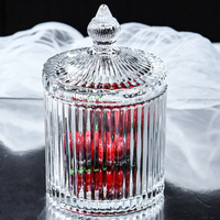 Boîte de rangement en verre transparente vide, classique, ronde et haute, avec couvercle, idéale pour la maison, les cadeaux ou les affaires – Pot à bonbons en verre très prisé