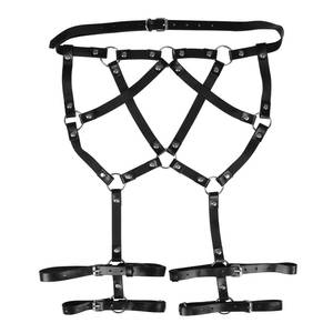 Pantalon ajustable en PU à rivets pour bondage SM, vêtements de contrainte pour cosplay, tenue de soumission MUQU Noir - Product Image 2