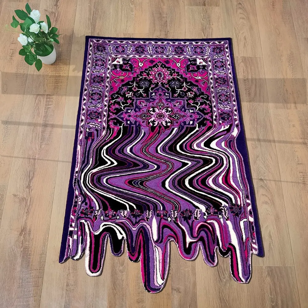 Persian Design Melting Rug Dripping Style Thick Wall Art Character Rug Living Room Carpet