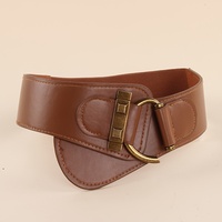 Ceinture large élastique vintage pour femme - Ceinture extensible en polyester avec boucle en alliage en forme de D pour robes et costumes