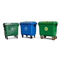Poubelle en plastique 660L HDPE pour extérieur avec couvercle, deux roues, étanche, pour les déchets de cuisine humides