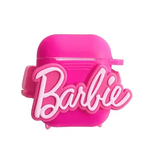 BARBIE 3D Retro bìa cho không khí vỏ trường hợp bìa, màu hồng Barbie Silicone dễ thương Tai nghe trường hợp đối với AirPod trường hợp điện thoại di động Bìa