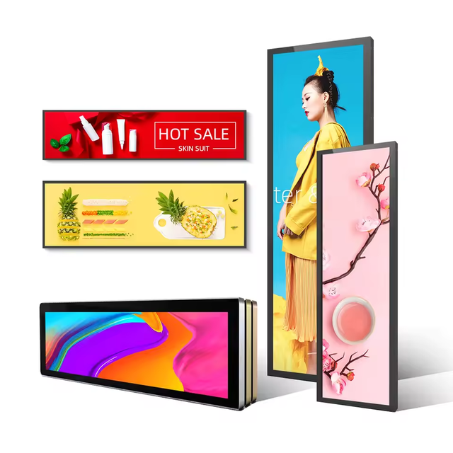 Ultra Wide Monitor Supermarket Display Touch Screen Shelf 12.1"Lcd Stretched Bar Screen Advertising Display