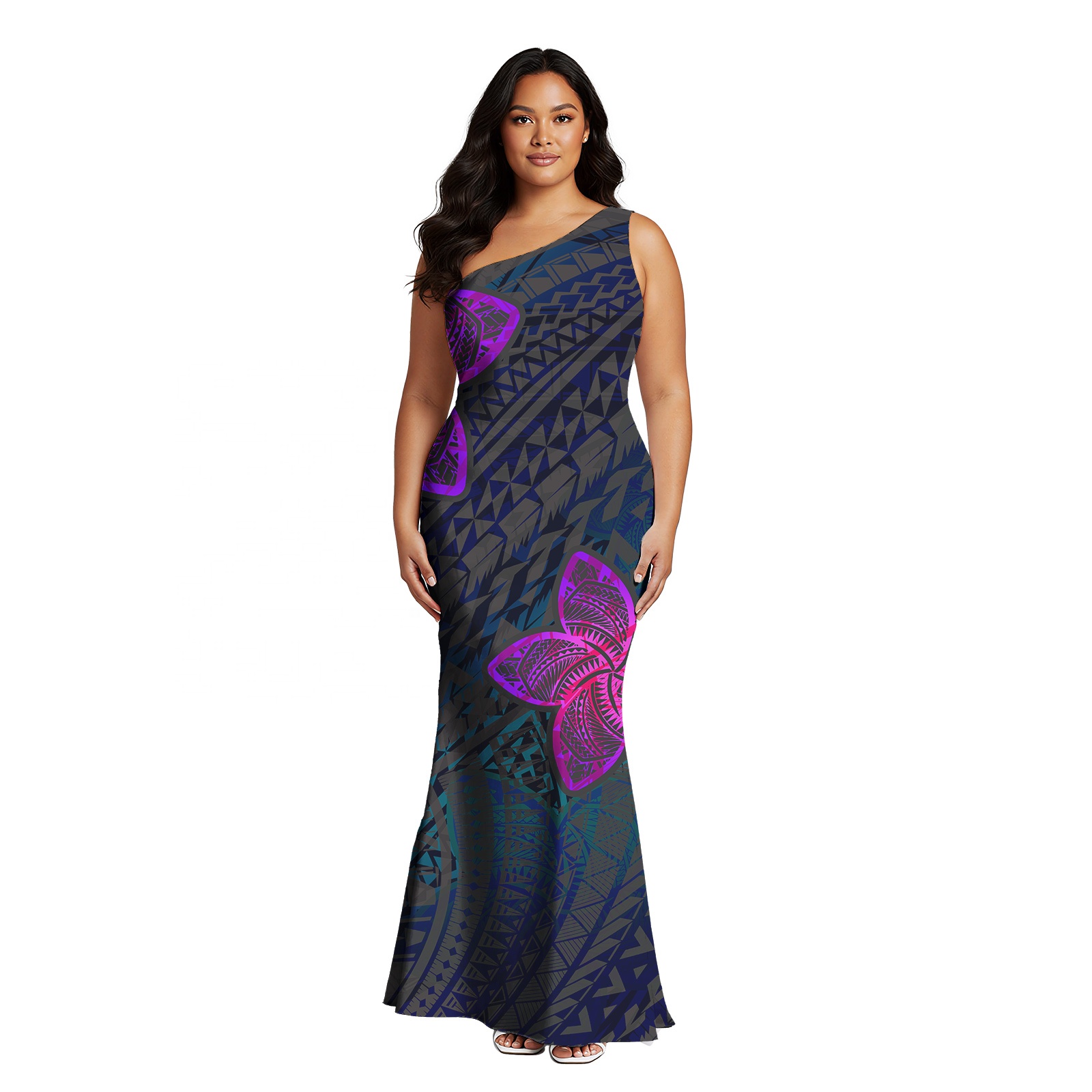 green emerald velvet dress Big Island Long Ruffled Muumuu Hawaiian Dress main image 0