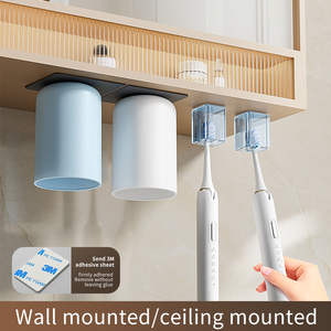 Portaoggetti da Parete Multifunzionale con Drenaggio, Senza Foratura, Porta Spazzolino e Porta Piatti - Product Image 4