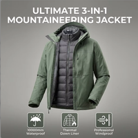 Veste d'extérieur 3-en-1 Premium pour Femme et Homme, Logo Personnalisé, Parka Technique Modulaire, Approvisionnement Unique, Imperméable, Alpinisme, Gym