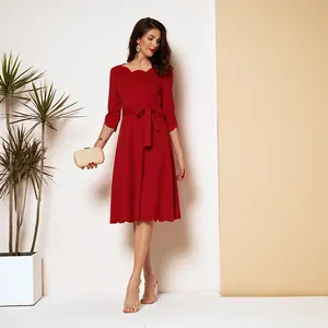 Newest Woman's Clothing Indian Fashionable Dresses Long Sleeve Elegant Custom Logo Woman's Fashionable Red Traditional Dresses