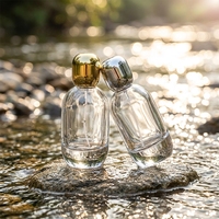 Flacon de parfum de luxe en verre haut de gamme de 100 ml (3,4 oz) avec pompe pulvérisatrice, capuchon lourd et forme unique – Flacon de parfum haut de gamme