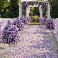 Boule de fleurs artificielles modernes en soie violette, centre de table de mariage, décoration de fond de scène, de couloir, de haute qualité, florale