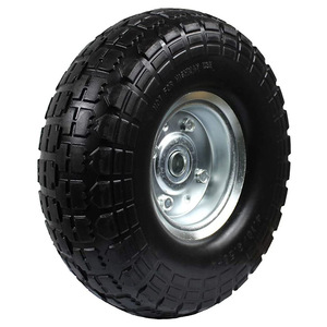 10-Inch 3.50-4 Pu Foam Solid Tire <b>For</b> Garden <b>Tool</b> <b>Carts</b> Cast Iron Wheel With Bolt Inserting Type - Product Image 2