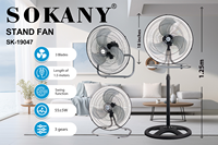 Ventilateur sur pied industriel SOKANY 19047 trois-en-un à forte puissance, oscillant verticalement, de 18 pouces, conçu pour