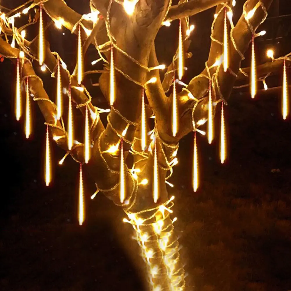 Luces de lluvia de 30cm, 50cm, 80cm y 100cm para ducha, tubo de luces de gota, carámbanos, nieve, luz de lluvia para decoración de boda y Navidad