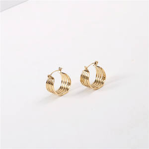 Boucles d'oreilles géométriques de 17mm en acier inoxydable pour femmes, Huggie Hoop, 12mm - Product Image 4