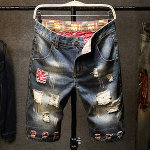 Shorts Vaqueros Retro Lavados Personalizados de Fabricante Chino, Shorts de Mezclilla Rasgados para Hombre, Ropa Urbana de Fabricante Vaquero - Product Image 1