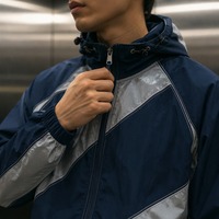 Ensemble de survêtement homme/femme avec veste coupe-vent à capuche zippée et pantalon de survêtement, panneaux réfléchissants, ensemble sportif bleu marine