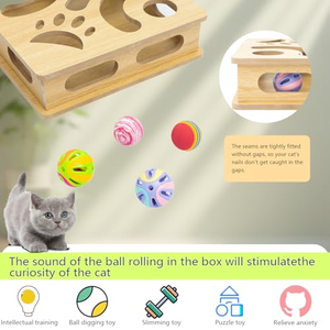 Sıcak Fırsat Kedi Bulmaca Oyuncağı Tırmalama Oyunu İç Mekan Spor Eğlencesi Ahşap Kutu Avlanma Kedisi Oyuncakları Paketlenmiş Karton Güvenli Dayanıklı Özel - Product Image 5