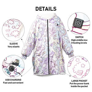 <span class=keywords><strong>Electrotec</strong></span>-Pijama con batería caliente, manta portátil con capucha, lavable a máquina, USB - Product Image 4