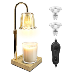Lampe de table moderne avec abat-jour en verre jaune et base en bois, col flexible LED E14, 2700K, à intensité variable, pour la décoration de chambre - Product Image 1