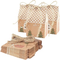 Sacs cadeaux en papier kraft et ficelle de jute ANCIENTPWR 20 en forme de maison en pain d'épices pour bonbons et friandises de Noël