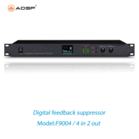 Suppresseur de rétroaction numérique professionnel ADSP F9004 avec alimentation fantôme 48V empêcher le microphone hurlant 4 entrées et 2 sorties