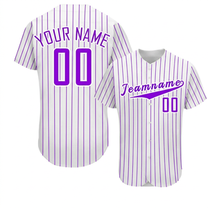 Camiseta de Béisbol Personalizada Unisex Blanca con Rayas Azules, Manga Corta, Transpirable, con Botones al Frente, Nombre del Equipo 00 Impreso, Verano, Ecológica - Product Image 2