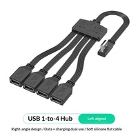 Extensor de Interfaz USB-A, Divisor Multipuerto de Uno a Cuatro, Cable Plano de Silicona Suave para Ratón, Teclado, Memoria USB y OTG para Automóvil