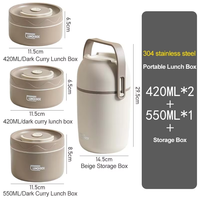 Ensembles de deux boîtes à lunch pour la maison en PP + acier inoxydable 304, couleurs variées et abordables, avec un bon effet d'isolation
