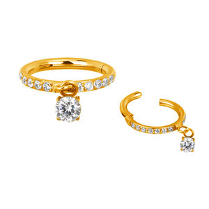 Piercing de Titanio G23 para la Nariz, Aro Frontal con Circonita, Aro Segmentado con Cierre de Clic, Pendientes Perforados, Joyería Corporal Biocompatible para Uso Diario - Product Image 4