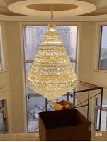 Lustres en cristal de luxe modernes, grandes suspensions pour plafonds hauts, hauteur réglable pour villas, escaliers, hôtels