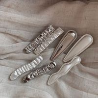 Penjepit Rambut Desain Sederhana Bahan Alloy Warna Perak/Putih Mutiara Matte Jepit Model Duckbill Murah Jepit Model Alligator Mewah