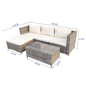 Juego de 5 sofás de ocio para jardín, marco de acero de mimbre PE, muebles de jardín tejidos a mano - Product Image 2