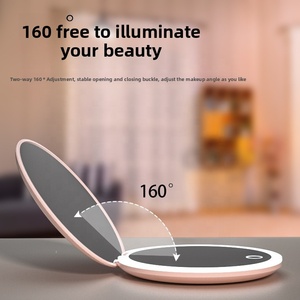 カスタムロゴポケットメイクアップミラーLEDライト小型二重拡大コンパクトバニティミラー折り畳み式ハンドヘルドデザイン箱入り包装 - Product Image 5