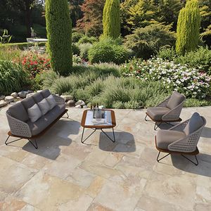 Fabricantes de muebles de mimbre Juego de sofás pequeños <span class=keywords><strong>Sofá</strong></span> de exterior Juego de comedor <span class=keywords><strong>Cheslong</strong></span> <span class=keywords><strong>Sofá</strong></span> de esquina de ratán para exteriores al aire libre - Product Image 4