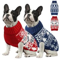 Pulls de Noël pour chiens de petite/moyenne/grande taille, doux, chauds, respirants, confortables, tenue d'hiver, col roulé, double tricot